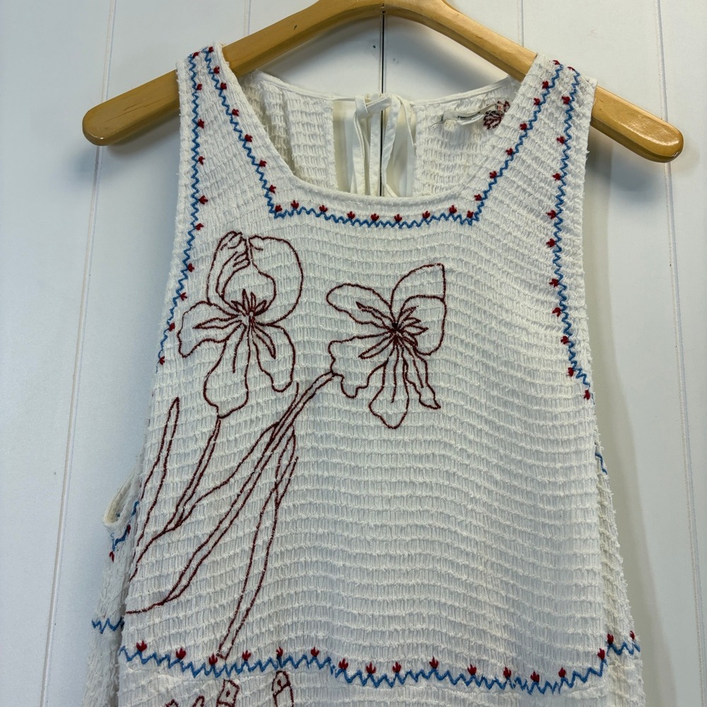 Kimchi Blue Cream Midi Dress with Brown Floral Embroidery - Picture 10 of 13